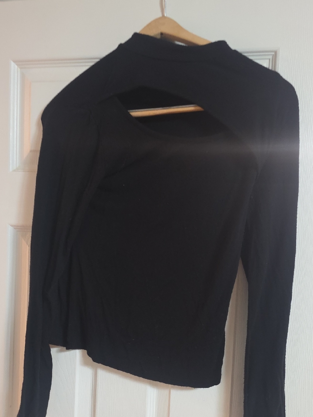 Women's Black Long Sleeve Top with Back Cutout